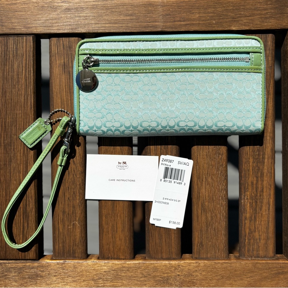 Coach • NWT Aqua Monogram Wallet